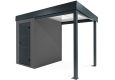 Garden mini house with 2m right carport in dark grey